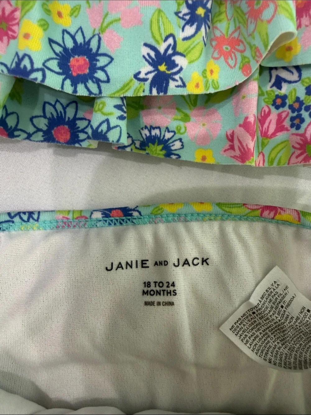 Janie and Jack Pastel Floral Ruffle Bikini - Pink, Blue, Yellow, Green
